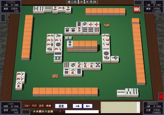PC麻雀ゲーム闘牌王のプレイ画面